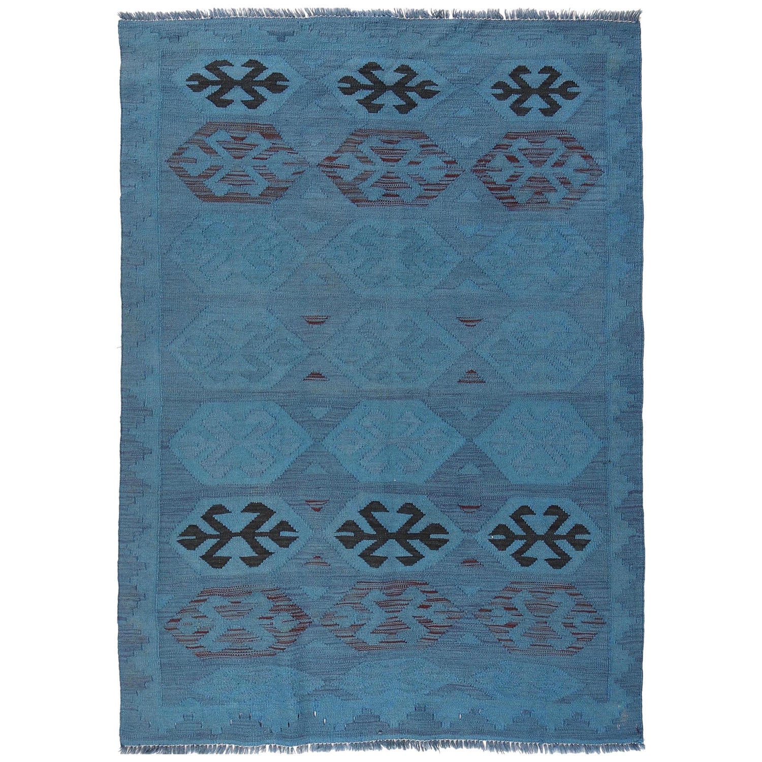 Blue Color Overdyed Kelim 3' 11" x 5' 9" ft / 120 x 175 cm - No. B29229