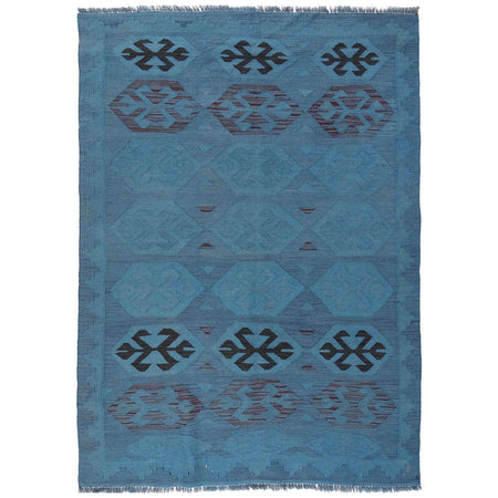 Blue Color Overdyed Kelim 3' 11" x 5' 9" ft / 120 x 175 cm - No. B29229