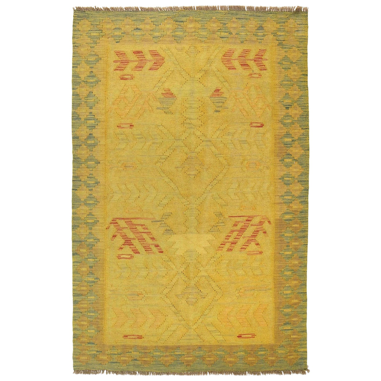 Hand Knotted Overdyed Kilim 3' 11" x 6' 0" ft / 120 x 182 cm - No. B29234