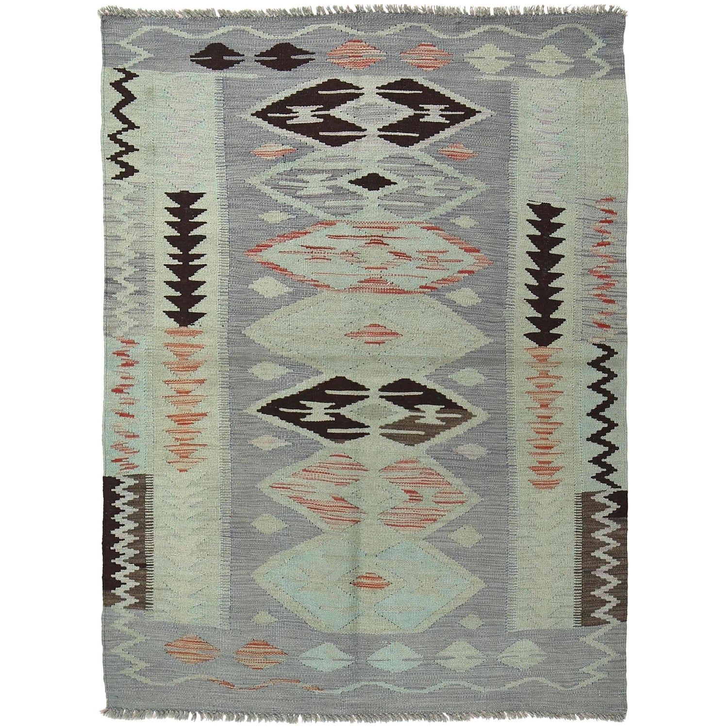 Hand Knotted Overdyed Kilim 3' 11" x 5' 6" ft / 119 x 168 cm - No. B29235