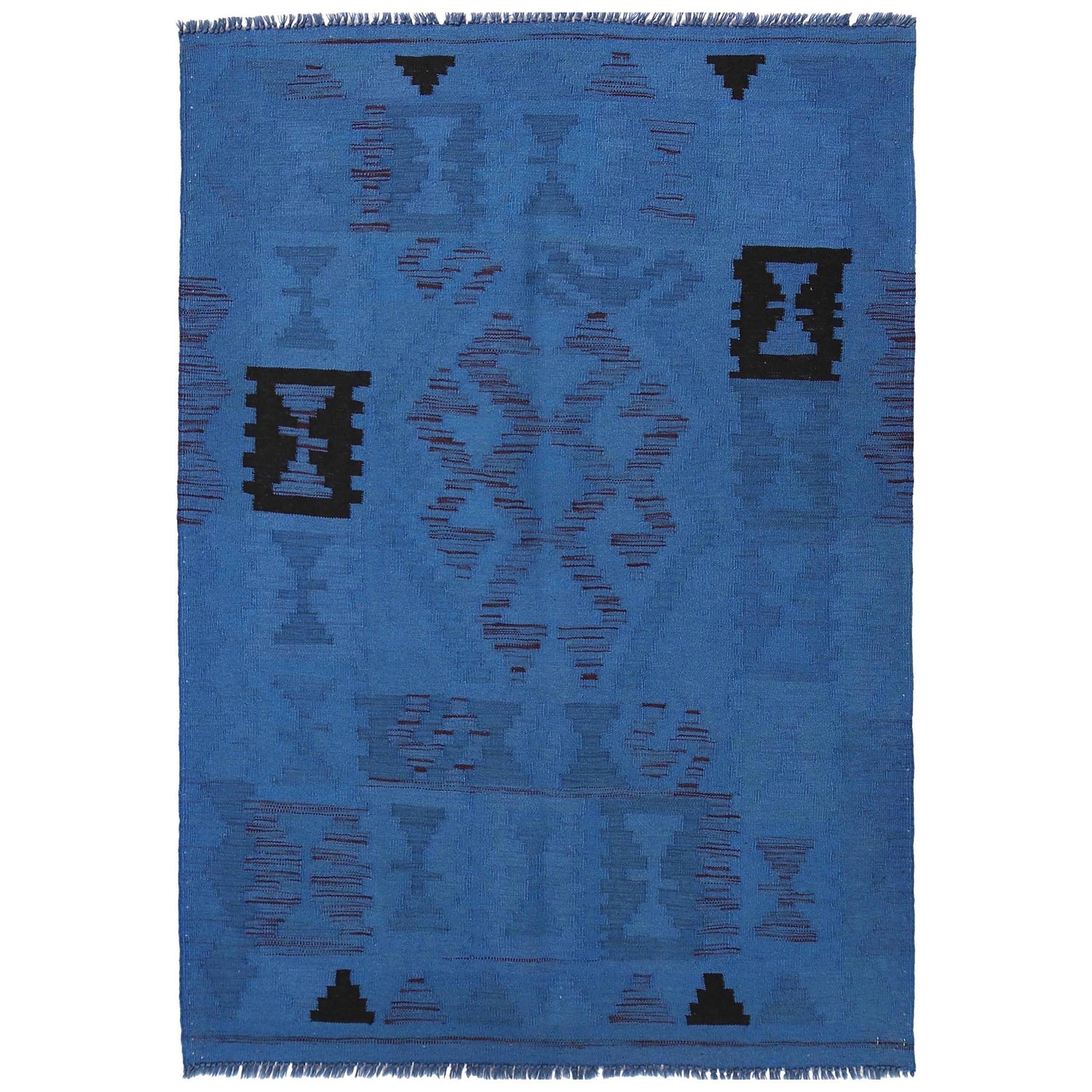 Blue Color Overdyed Kelim 3' 11" x 5' 8" ft / 120 x 172 cm - No. B29239