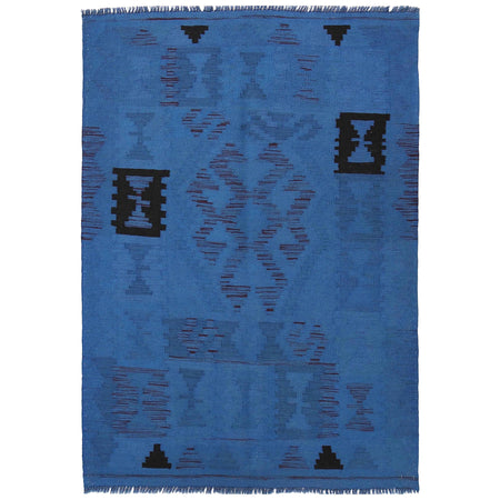 Blue Color Overdyed Kelim 3' 11" x 5' 8" ft / 120 x 172 cm - No. B29239