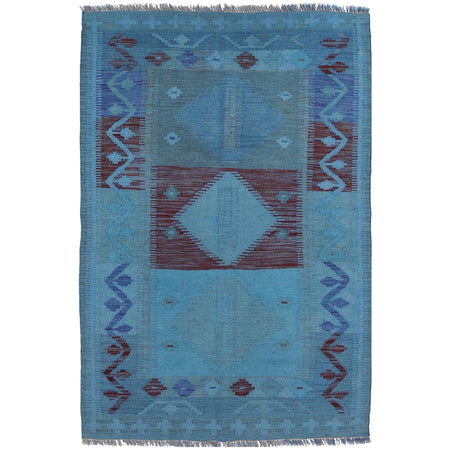 Hand Knotted Overdyed Kilim 3' 6" x 5' 2" ft / 106 x 157 cm - No. B29240