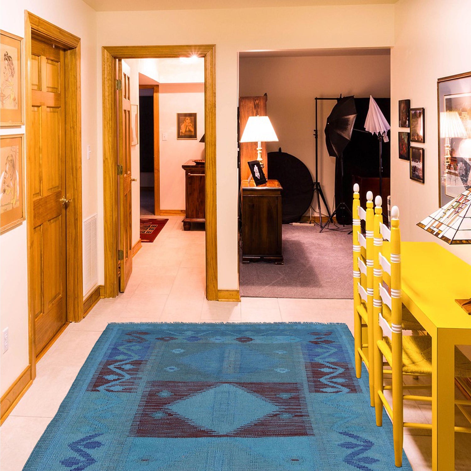 Hand Knotted Overdyed Kilim 3' 6" x 5' 2" ft / 106 x 157 cm - No. B29240