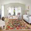 Colorful Flat-Weave Wool Kilim 6' 4" x 9' 10" ft / 193 x 300 cm - No. B29328