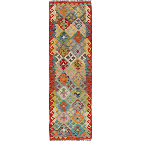 Handmade Turkish Design Wool Kilim Runner 2' 9" x 9' 8" ft / 85 x 294 cm - No. B29460a