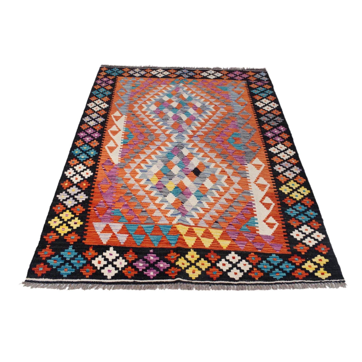 Handmade Vegetable Kilim 4' 0" x 6' 1" ft / 122 x 186 cm - No. B29467