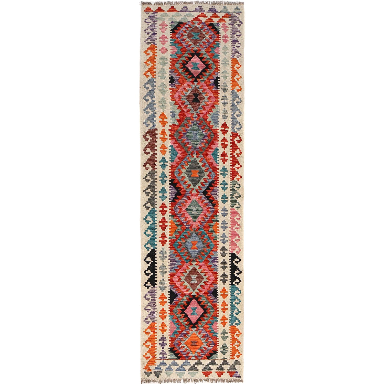 Handmade Vegetable Kilim Runner 2' 6" x 9' 7" ft / 75 x 293 cm - No. B29474