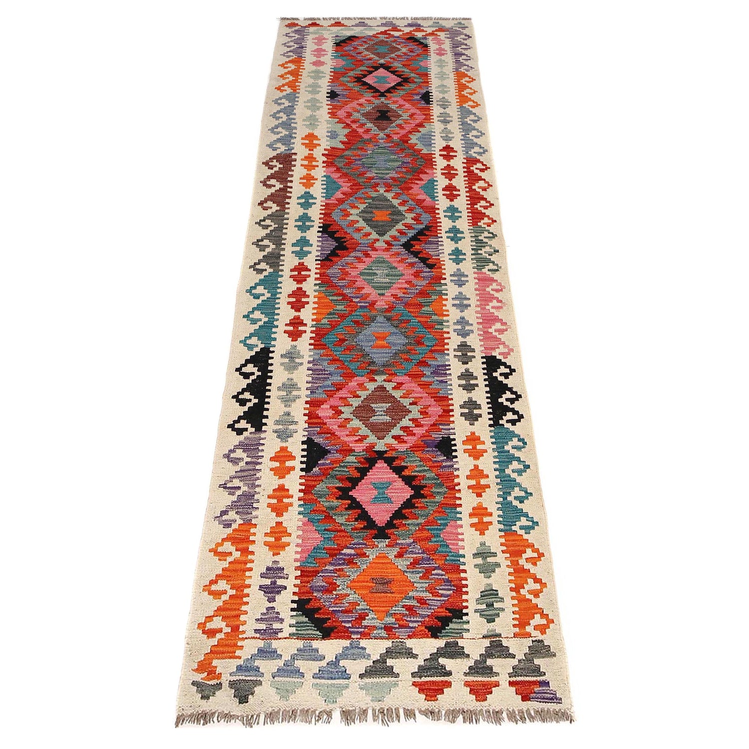 Handmade Vegetable Kilim Runner 2' 6" x 9' 7" ft / 75 x 293 cm - No. B29474