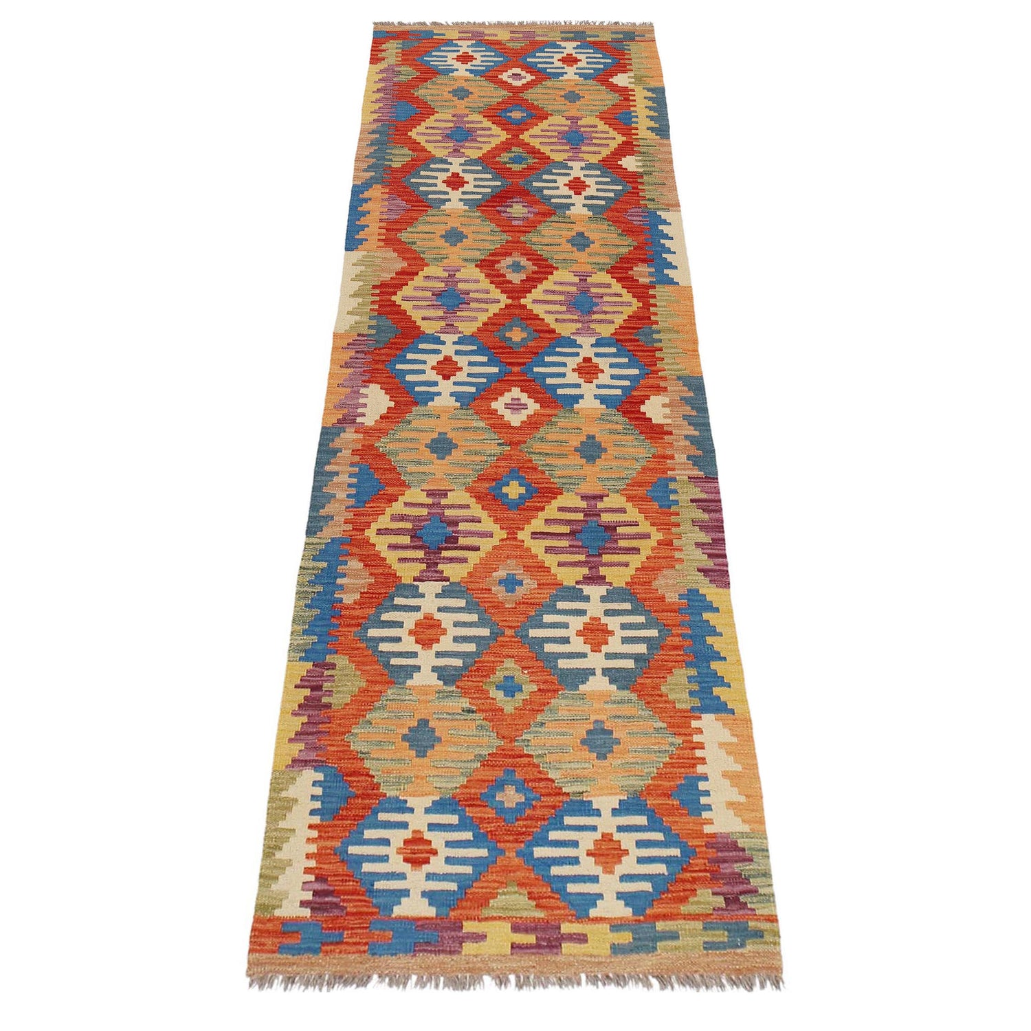 Handmade Afghan Vegetable Kilim Runner 2' 7" x 9' 5" ft / 80 x 288 cm - No. B29476