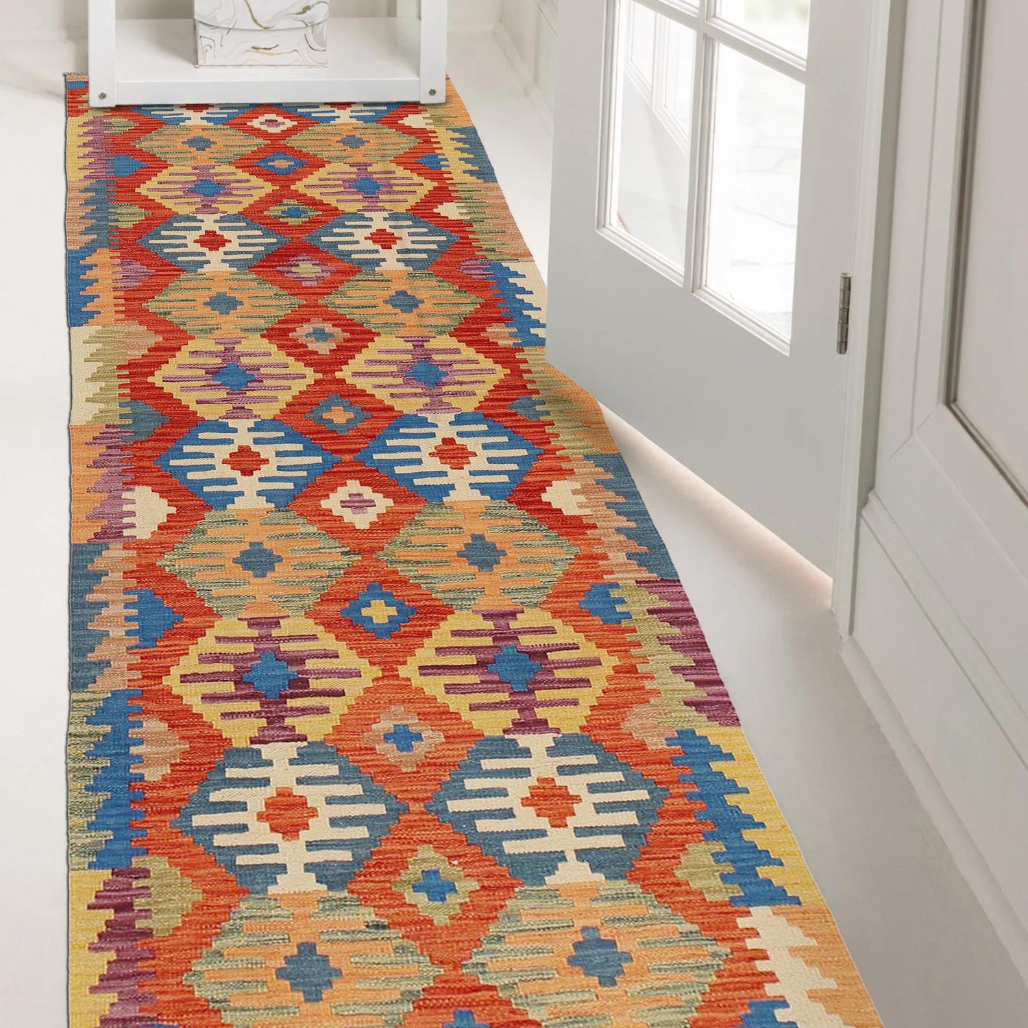 Handmade Afghan Vegetable Kilim Runner 2' 7" x 9' 5" ft / 80 x 288 cm - No. B29476