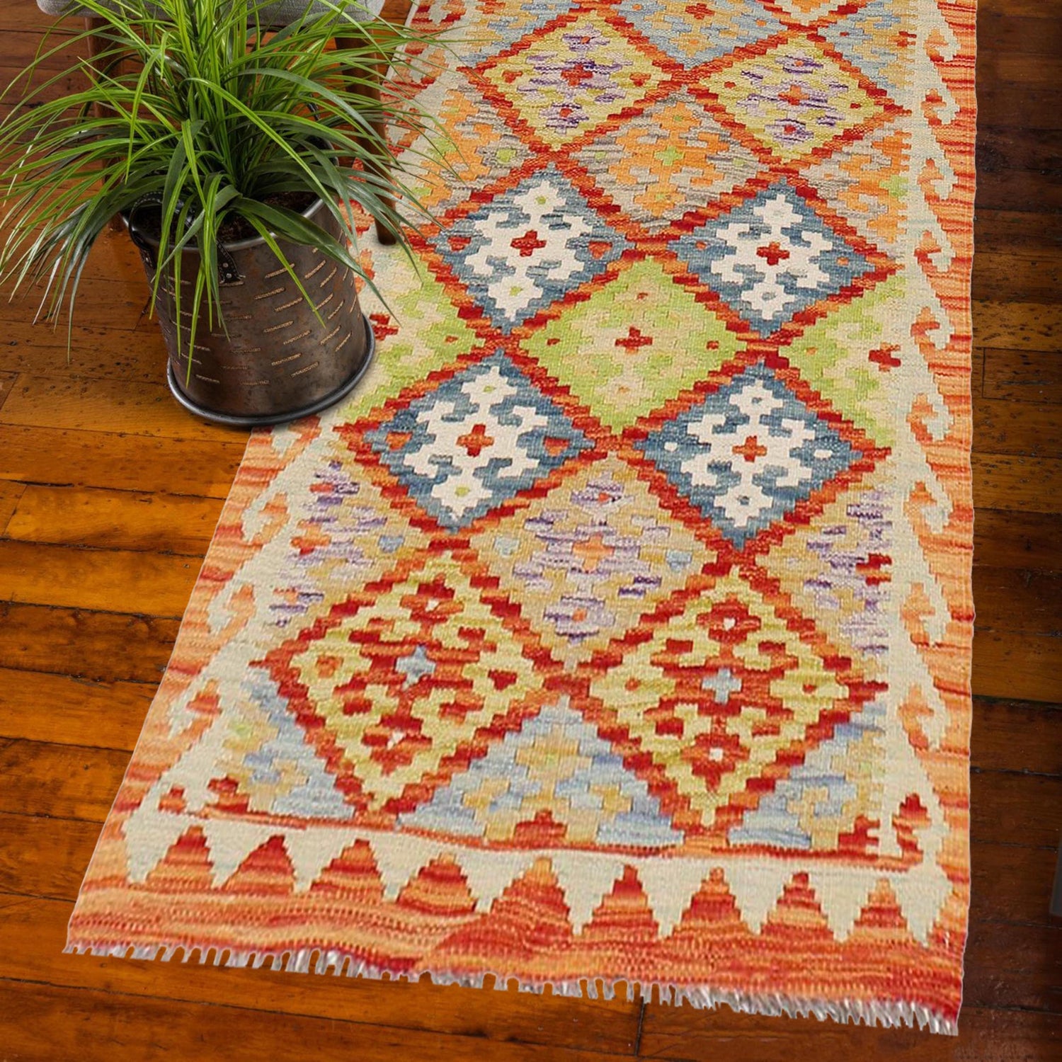 Long Kilim Runner 2' 6" x 9' 0" ft / 76 x 274 cm - No. B29479
