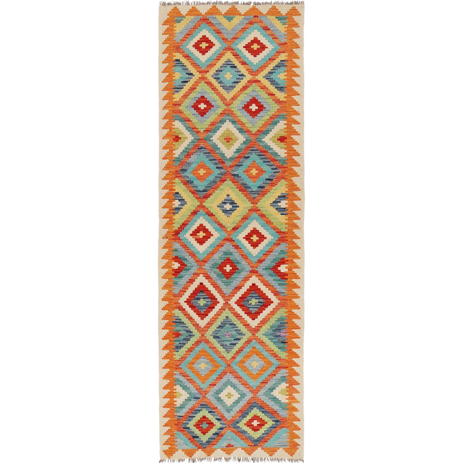 Hand Woven Wool Kelim Runner 2' 9" x 9' 8" ft / 85 x 294 cm - No. B29481