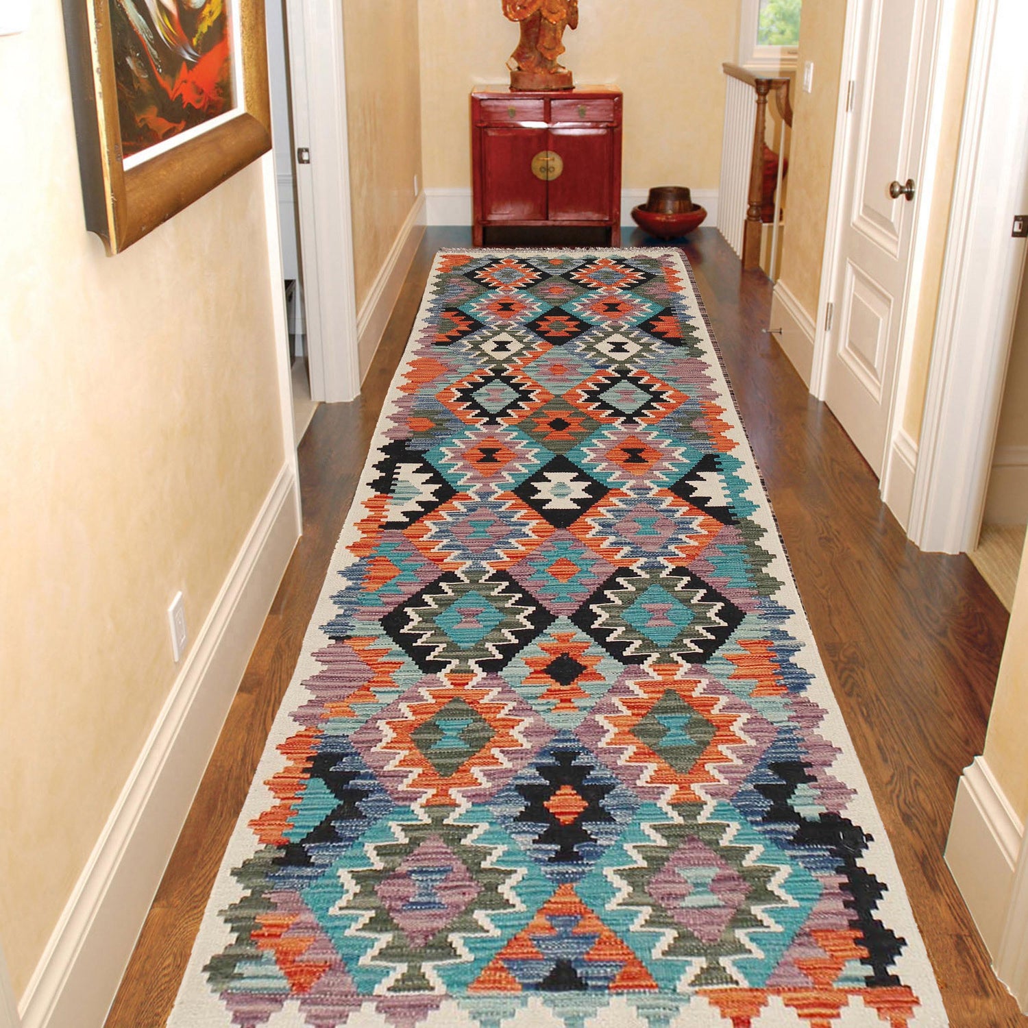 Long Chobi Kilim Runner 2' 7" x 9' 9" ft / 80 x 298 cm - No. B29485