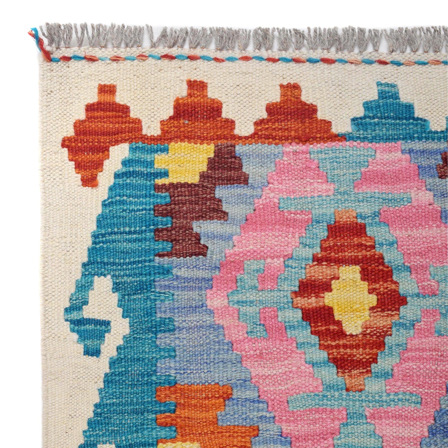 Hand Woven Wool Kelim Runner 2' 7" x 10' 1" ft / 80 x 307 cm - No. B29487