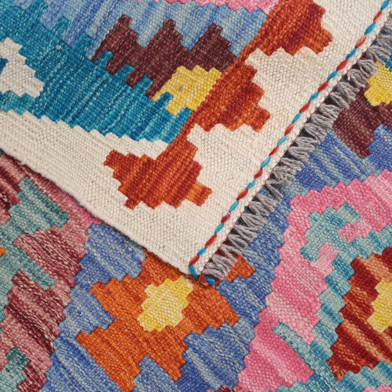 Hand Woven Wool Kelim Runner 2' 7" x 10' 1" ft / 80 x 307 cm - No. B29487