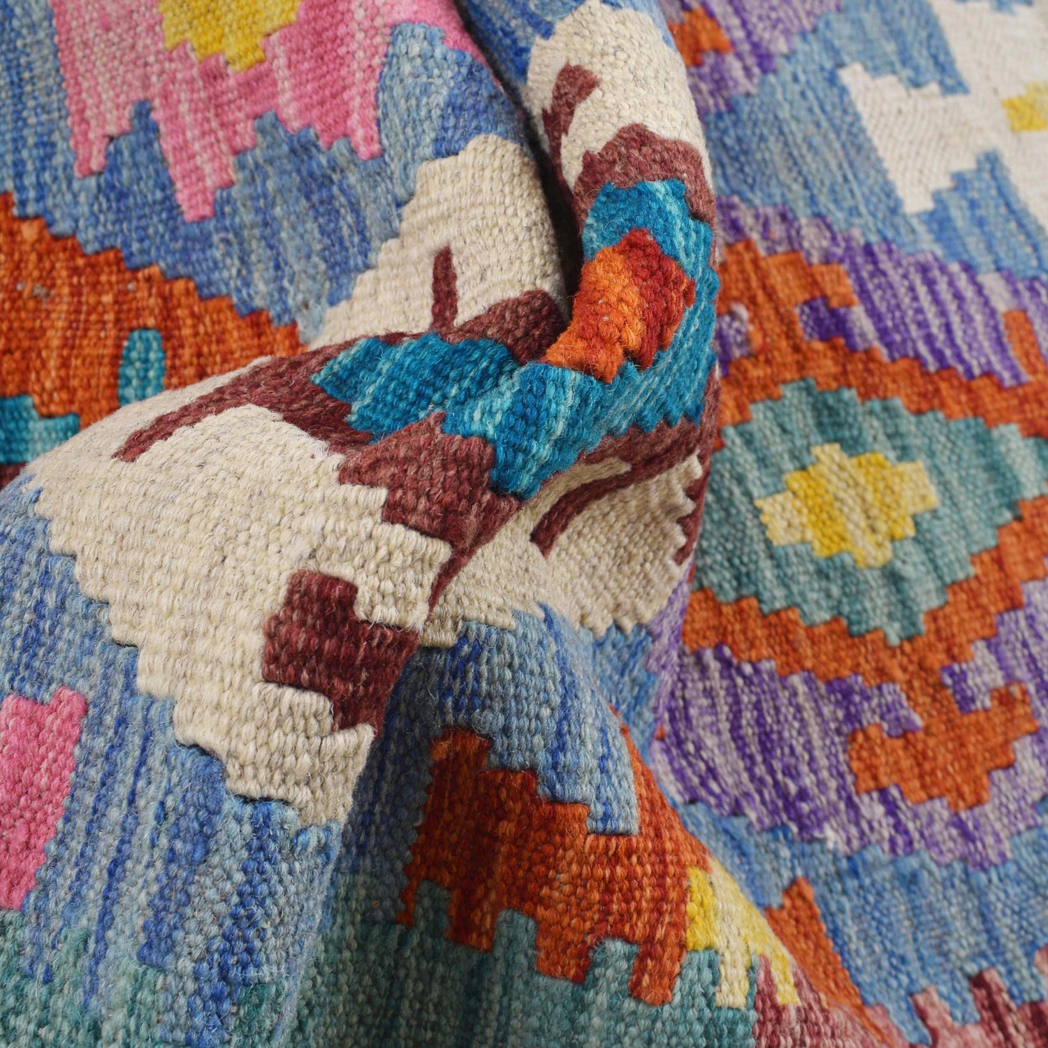 Hand Woven Wool Kelim Runner 2' 7" x 10' 1" ft / 80 x 307 cm - No. B29487