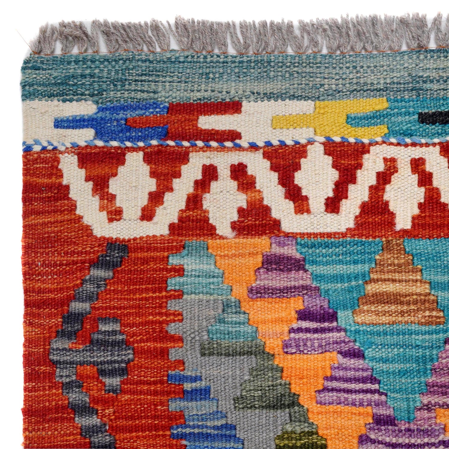 Handmade Turkish Design Wool Kilim Runner 2' 7" x 9' 9" ft / 80 x 296 cm - No. B29488