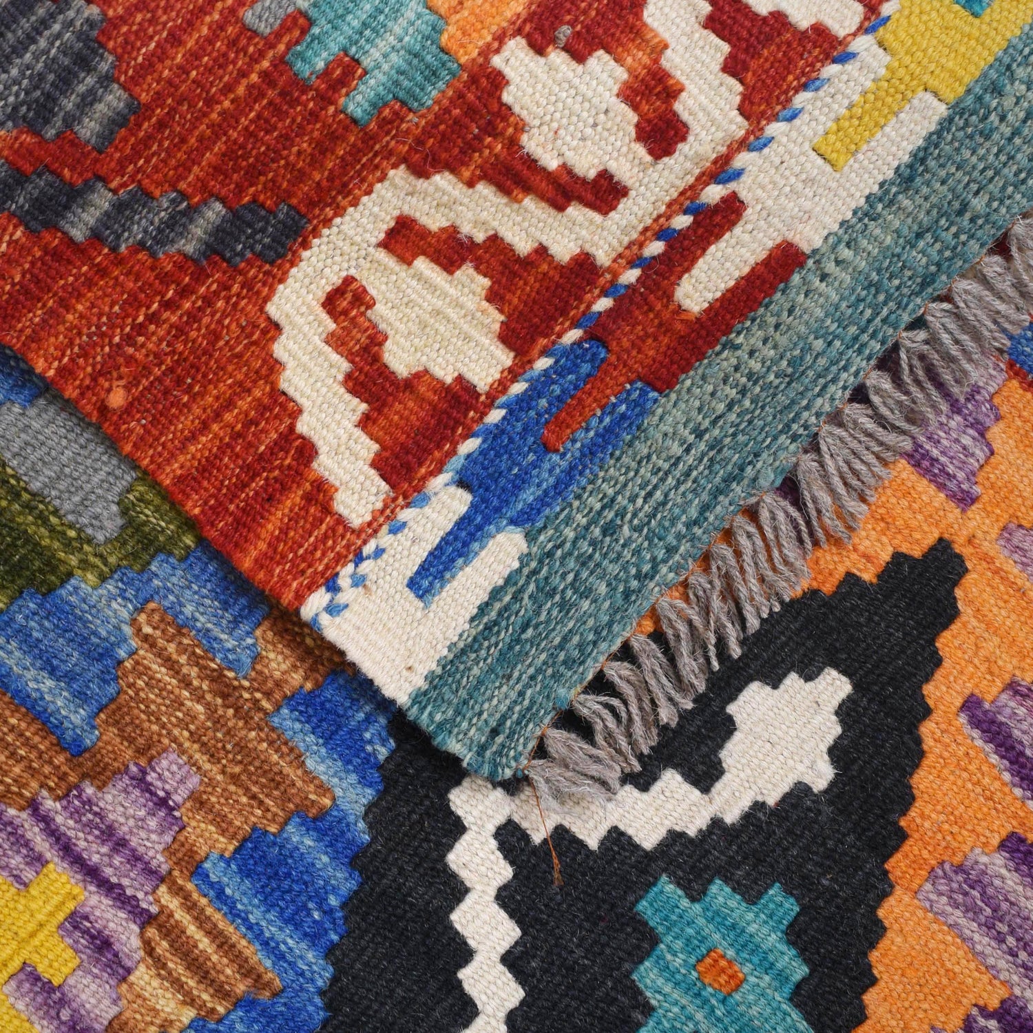 Handmade Turkish Design Wool Kilim Runner 2' 7" x 9' 9" ft / 80 x 296 cm - No. B29488