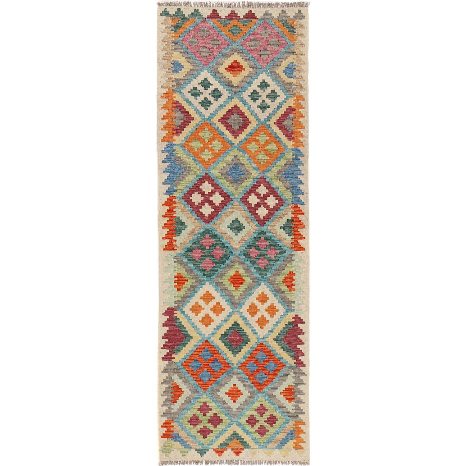 Hand Woven Wool Kelim Runner 2' 5" x 7' 8" ft / 74 x233 cm - No. B29490