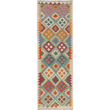 Hand Woven Wool Kelim Runner 2' 5" x 7' 8" ft / 74 x233 cm - No. B29490
