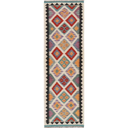 Handmade Turkish Design Wool Kilim Runner 2' 5" x 8' 1" ft / 74 x247 cm - No. B29492