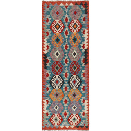 Hand Knotted Flatweave Kilim Runner 2' 9" x 8' 2" ft / 85 x249 cm - No. B29496