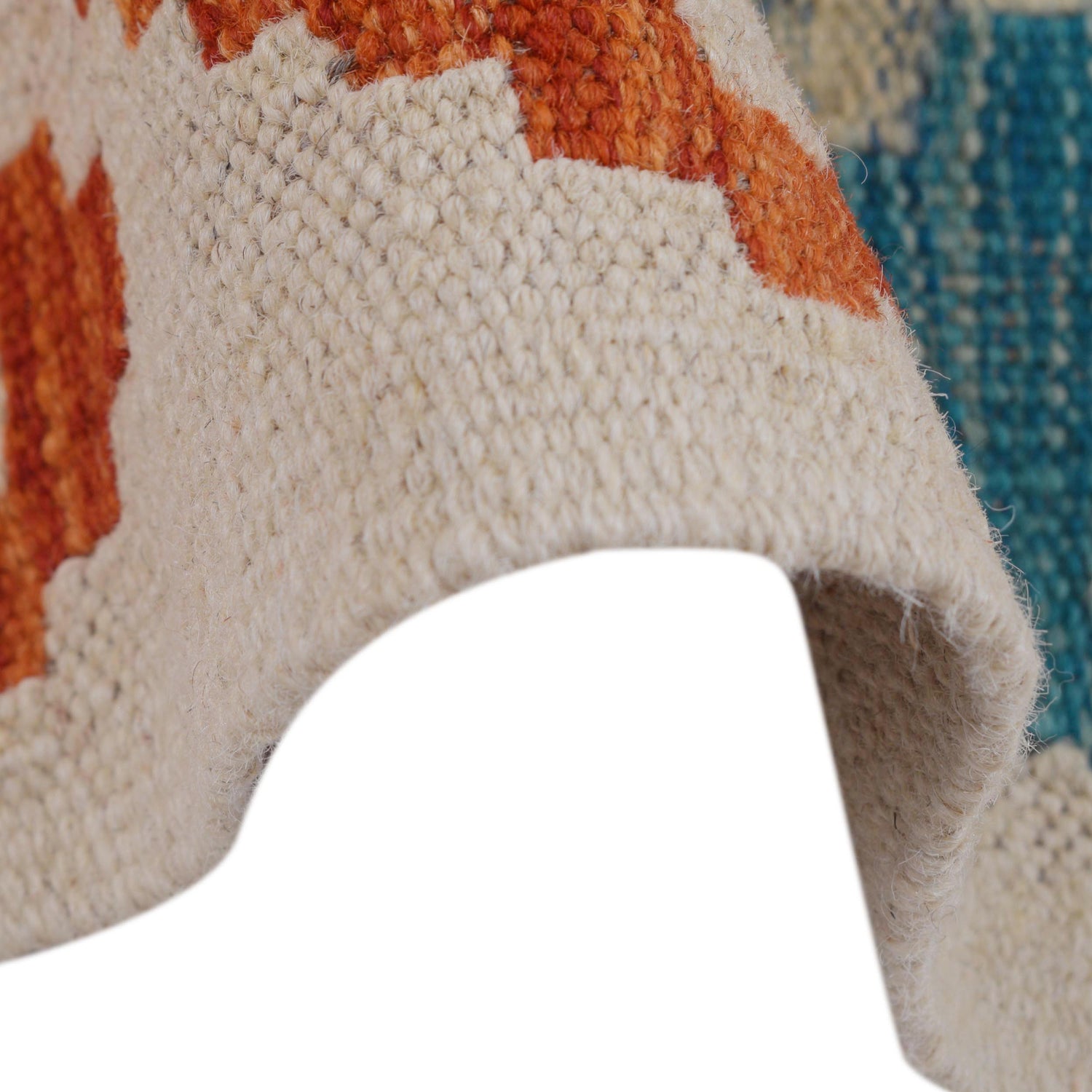 Colorful Flat-Weave Wool Kilim Runner 2' 6" x 8' 0" ft / 77 x245 cm - No. B29500