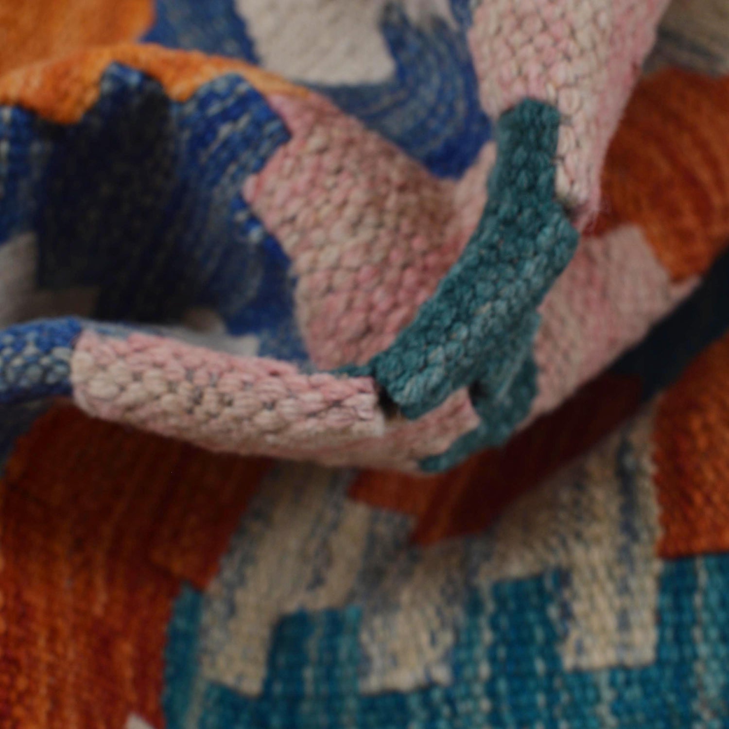 Colorful Flat-Weave Wool Kilim Runner 2' 6" x 8' 0" ft / 77 x245 cm - No. B29500