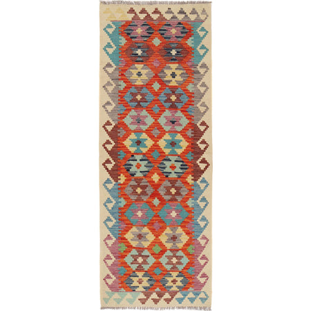 Handmade Turkish Design Wool Kilim Runner 2' 10" x 8' 1" ft / 86 x247 cm - No. B29516