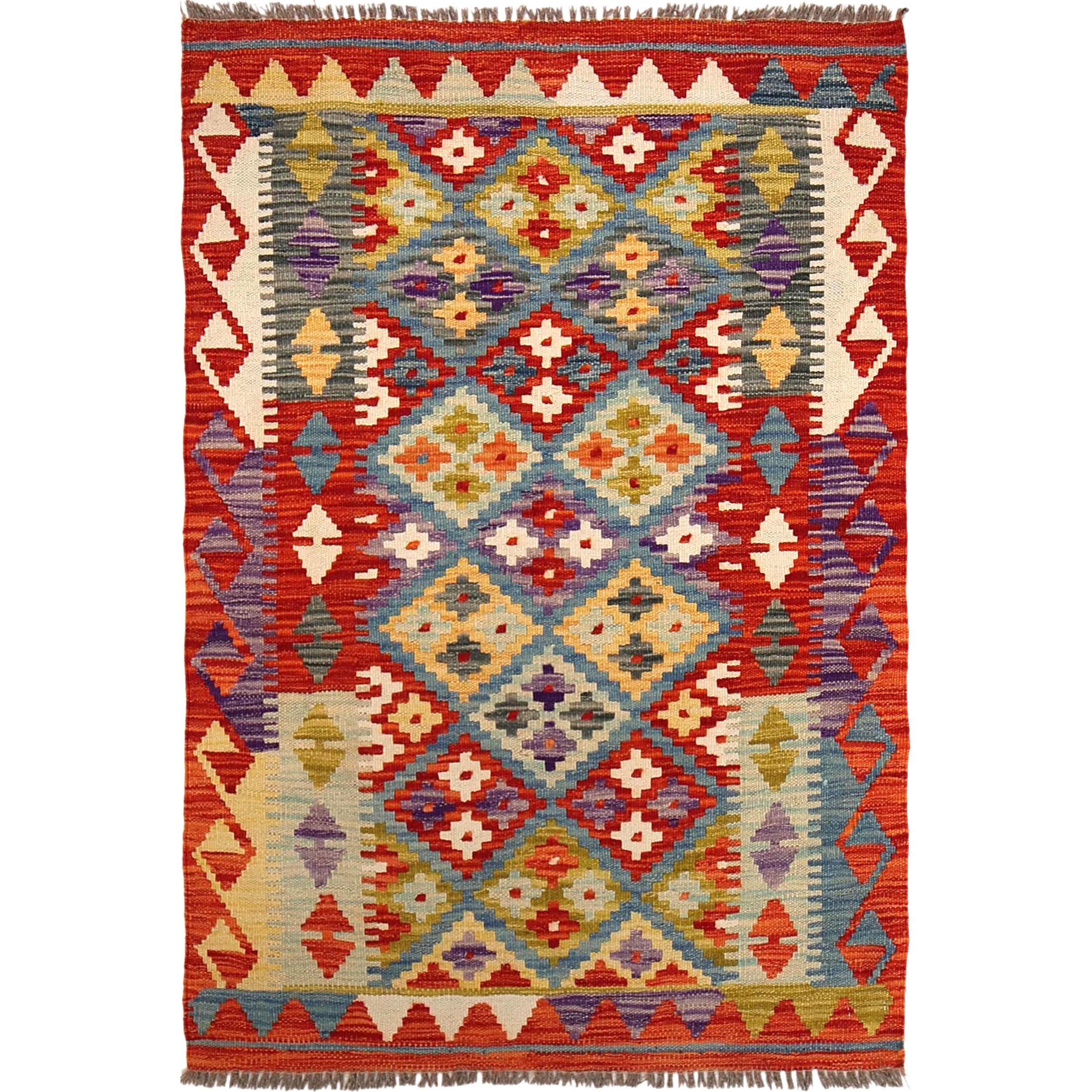 Hand Woven Wool Kelim 2' 8" x 3' 11" ft / 82 x 120 cm - No. B29540