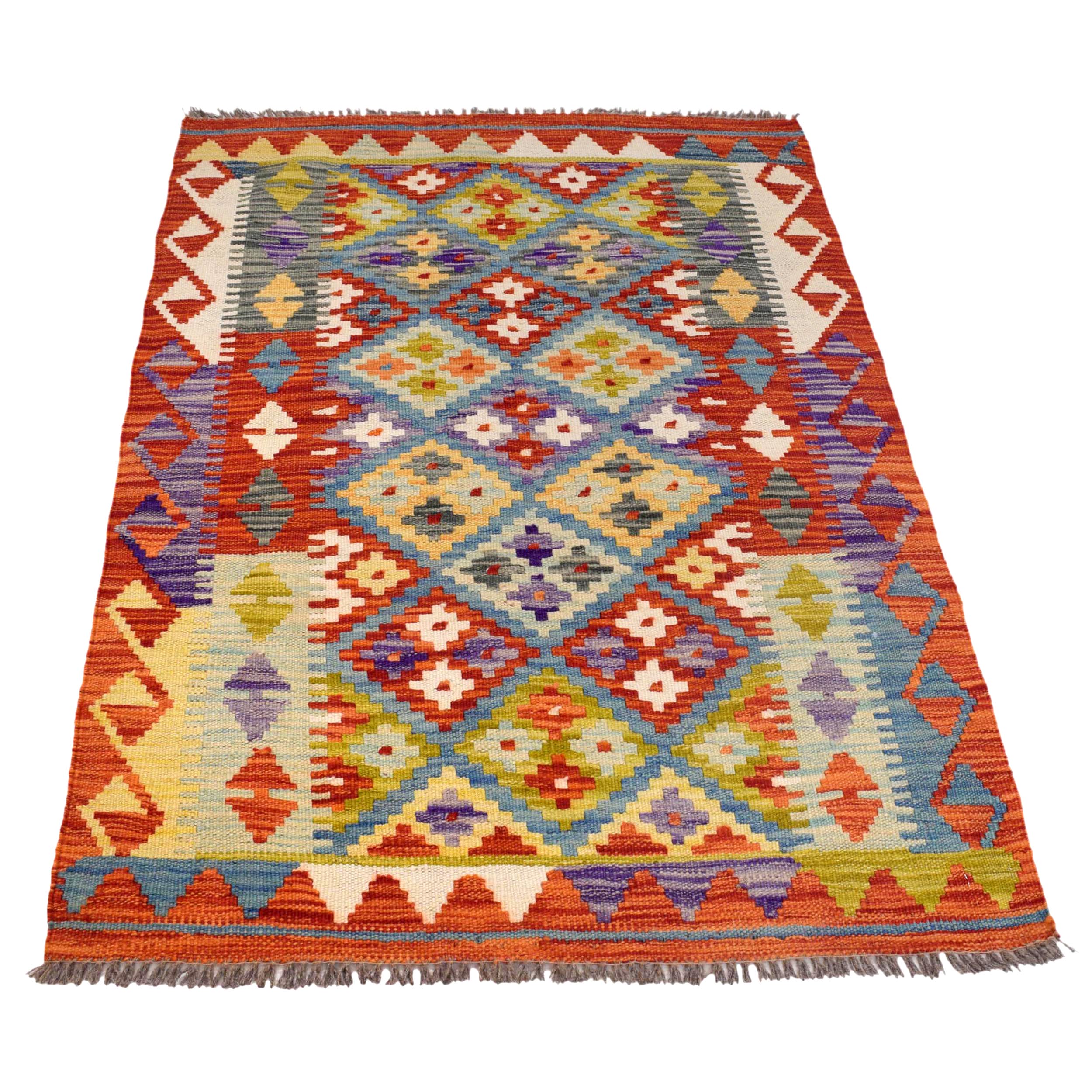Hand Woven Wool Kelim 2' 8" x 3' 11" ft / 82 x 120 cm - No. B29540