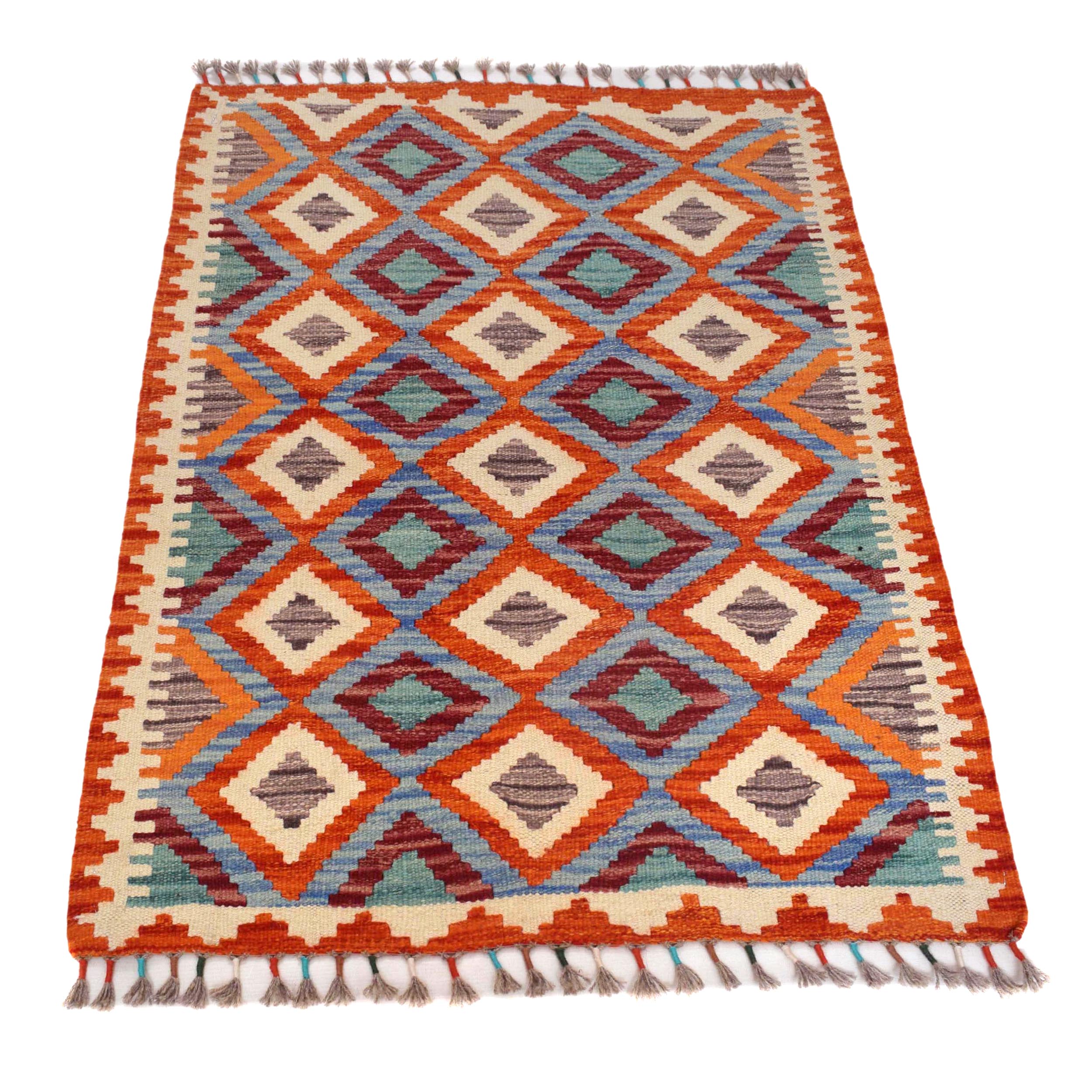 Handmade Turkish Design Wool Kilim 2' 10" x 3' 10" ft / 86 x 116 cm - No. B29541