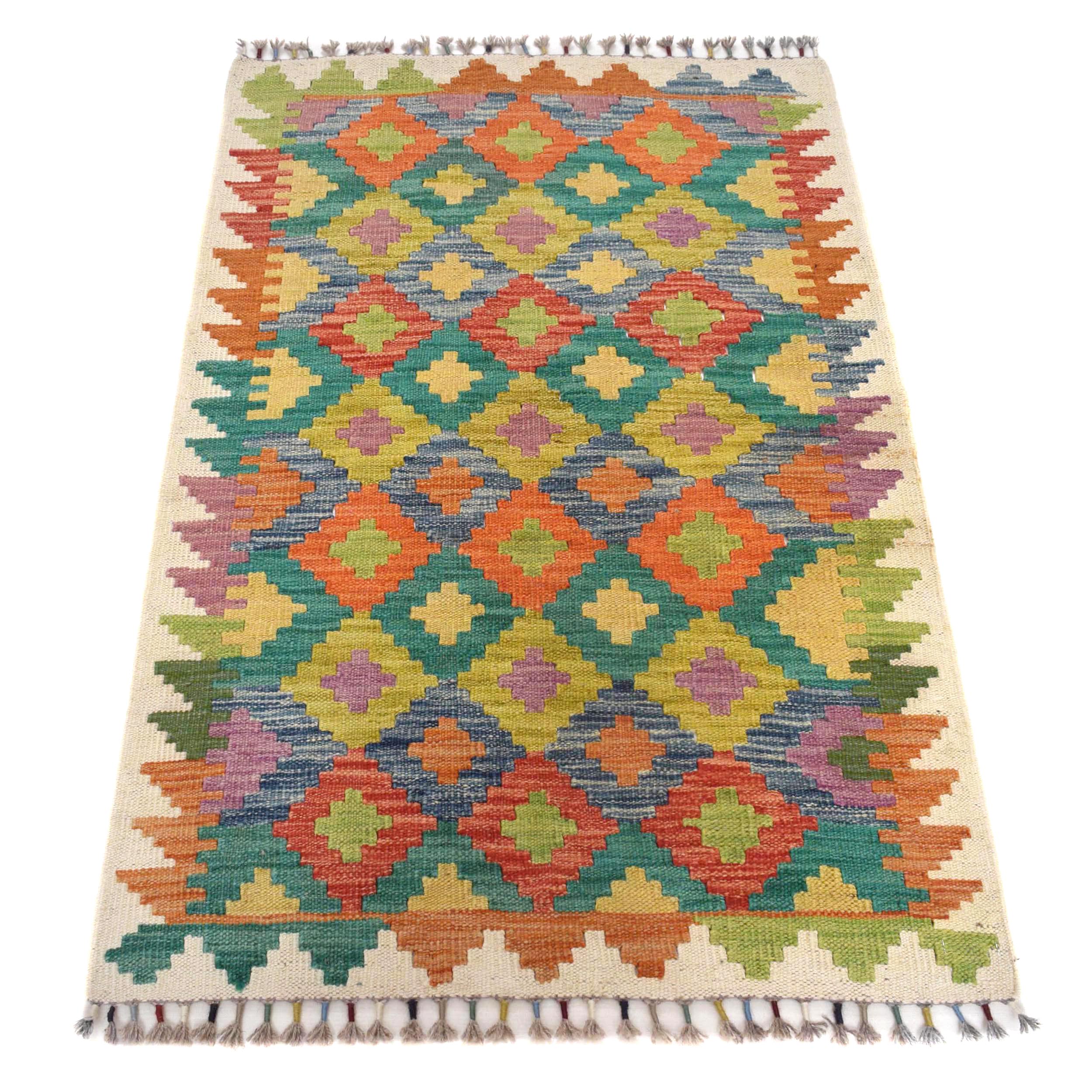 Handmade Afghan Vegetable Kilim 2' 6" x 3' 10" ft / 75 x 118 cm - No. B29546