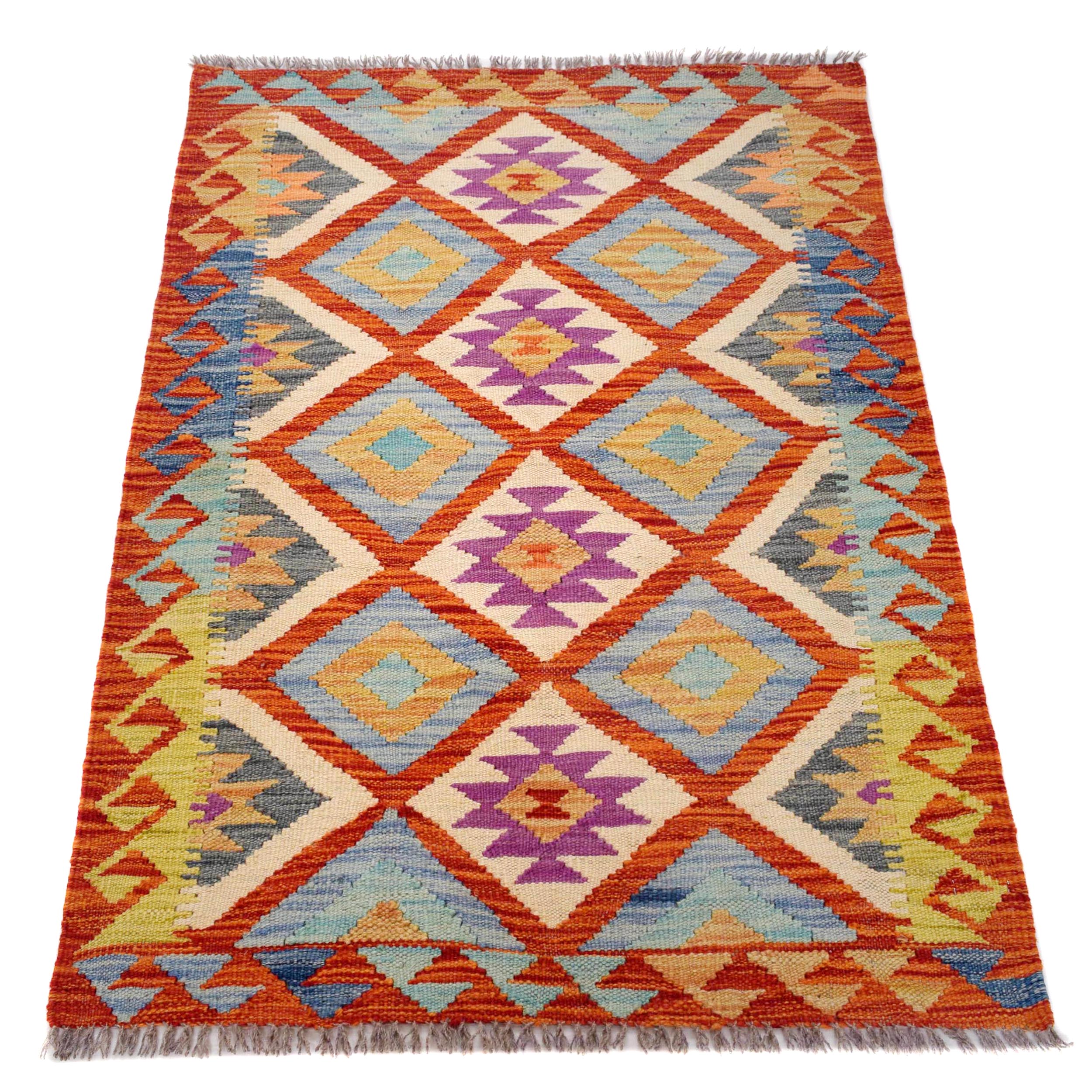 Handmade Vegetable Kilim 2' 8" x 4' 0" ft / 81 x 123 cm - No. B29550
