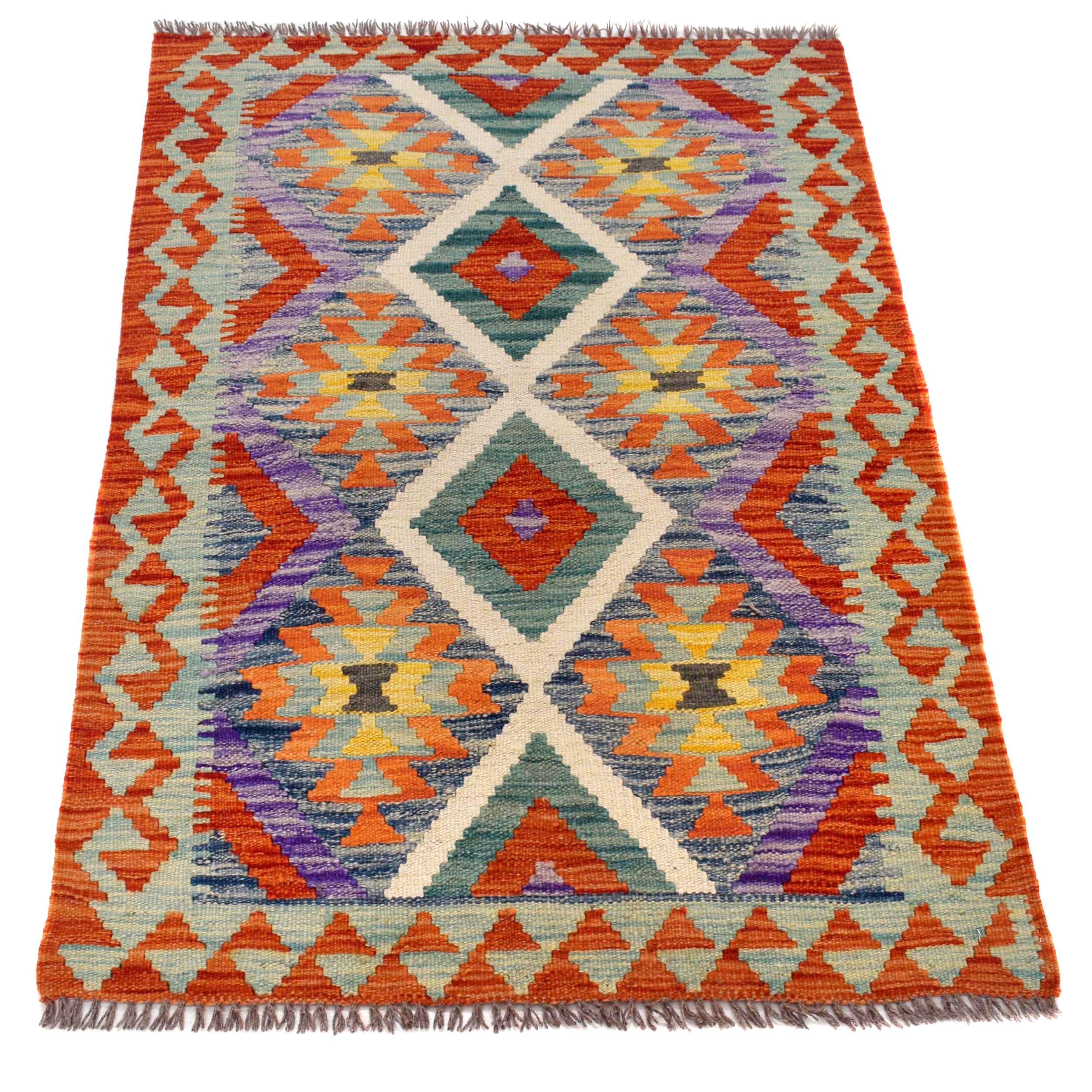 Hand Knotted Flatweave Kilim 2' 10" x 4' 2" ft / 86 x 126 cm - No. B29571