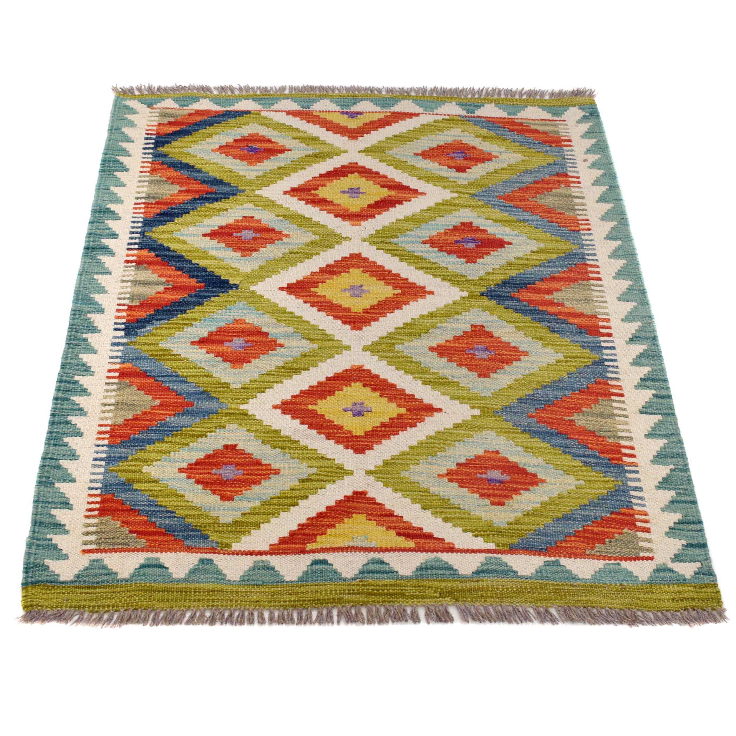 Handmade Afghan Vegetable Kilim 2' 10" x 3' 8" ft / 87 x 112 cm - No. B29573