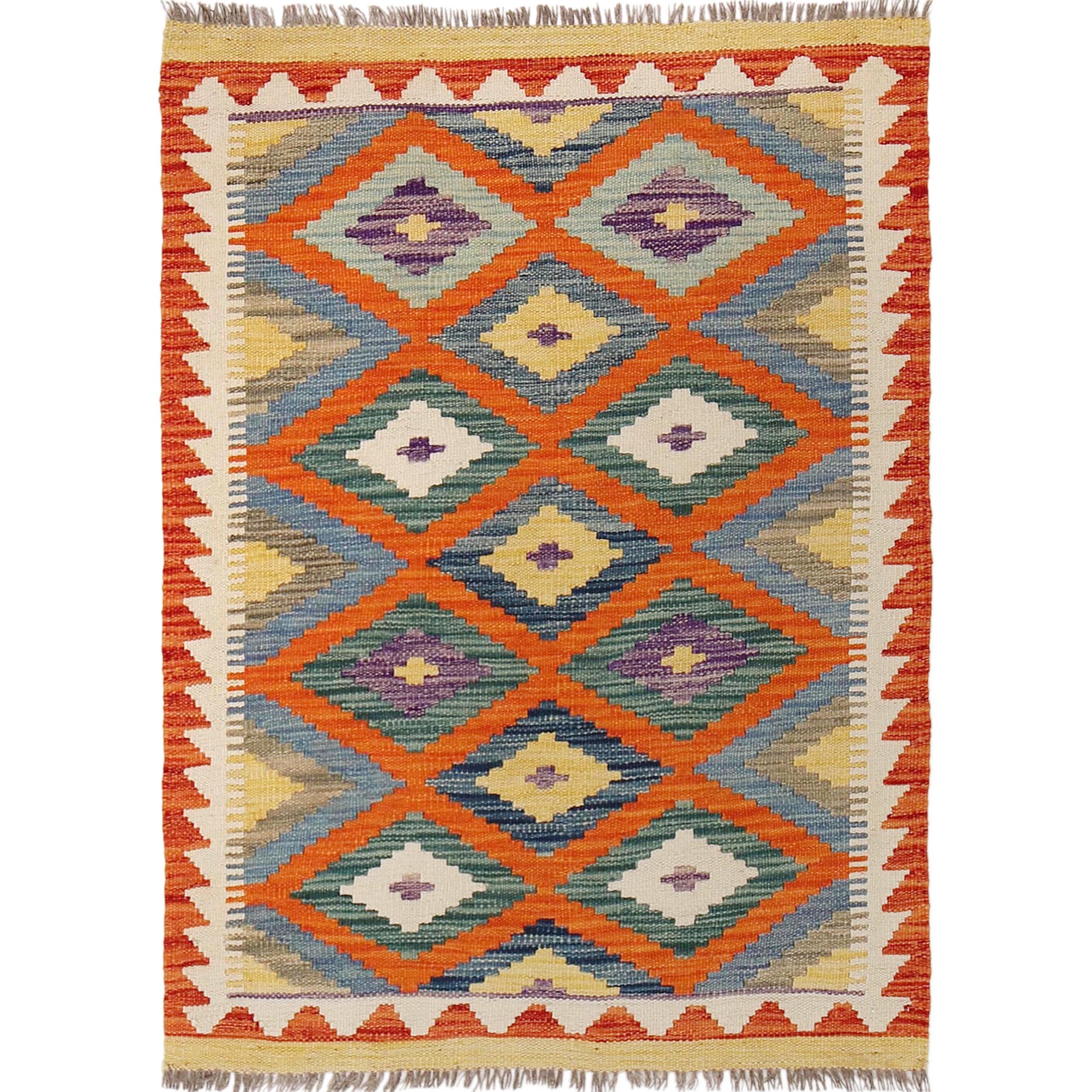 Hand Knotted Flatweave Kilim 2' 9" x 3' 9" ft / 83 x 114 cm - No. B29597