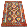 Colorful Flat-Weave Wool Kilim 2' 9" x 4' 2" ft / 84 x 128 cm - No. B29601