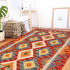 Colorful Flat-Weave Wool Kilim 2' 9" x 4' 2" ft / 84 x 128 cm - No. B29601