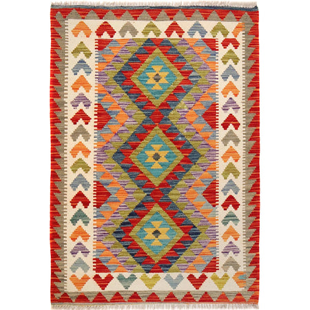 Hand Knotted Afghan Style Kilim 2' 11" x 4' 1" ft / 90 x 125 cm - No. B29655