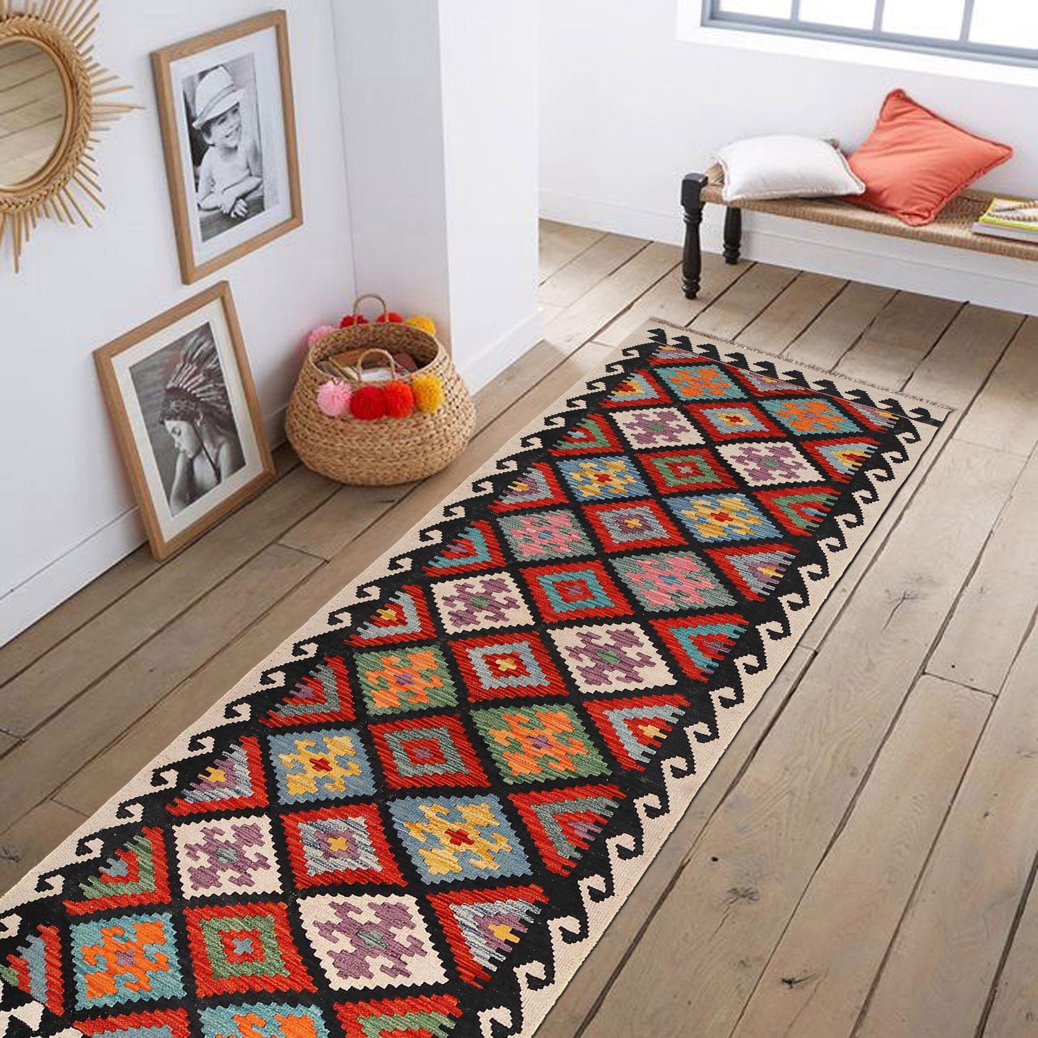 Long Chobi Kilim Runner 2' 9" x 10' 2" ft / 85 x 310 cm - No. B29685