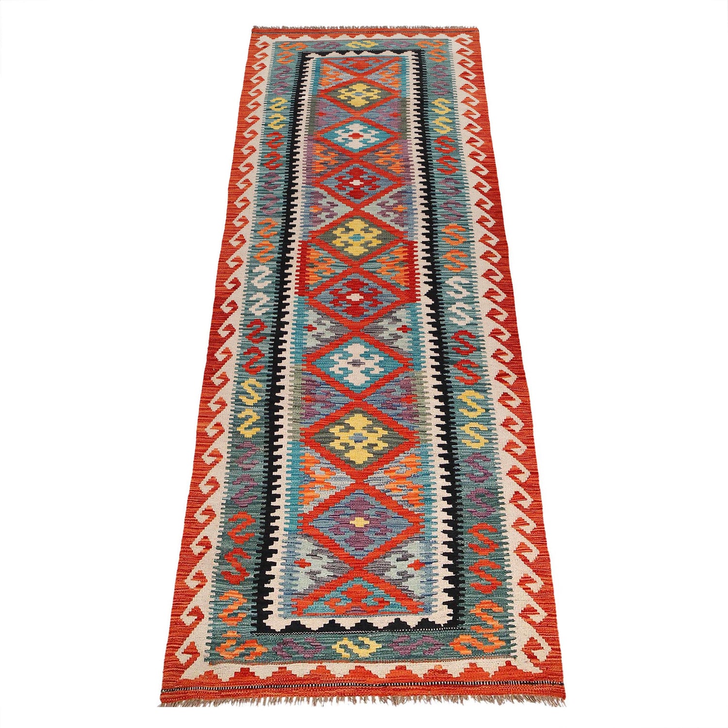 Hand Knotted Flatweave Kilim Runner 2' 11" x 9' 10" ft / 89 x 299 cm - No. B29686