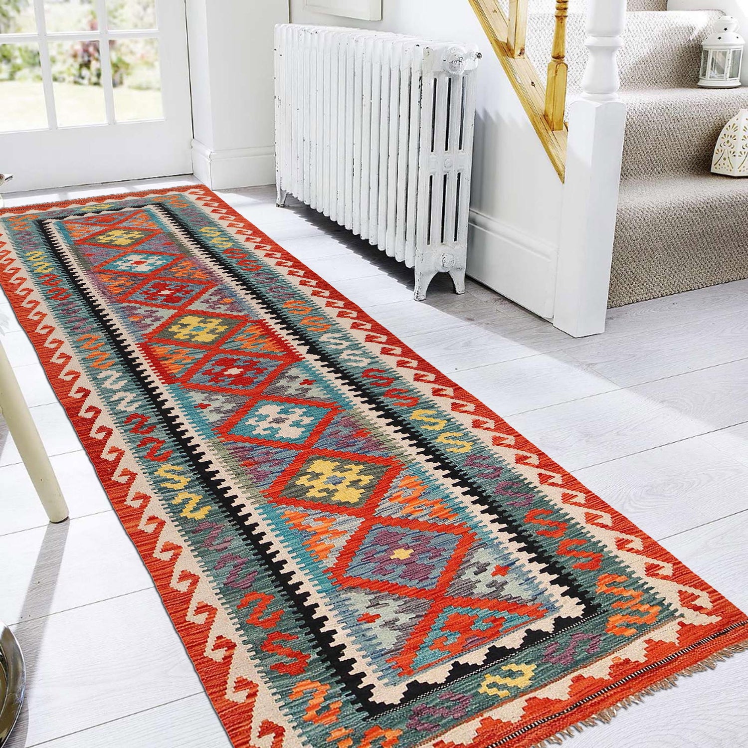 Hand Knotted Flatweave Kilim Runner 2' 11" x 9' 10" ft / 89 x 299 cm - No. B29686