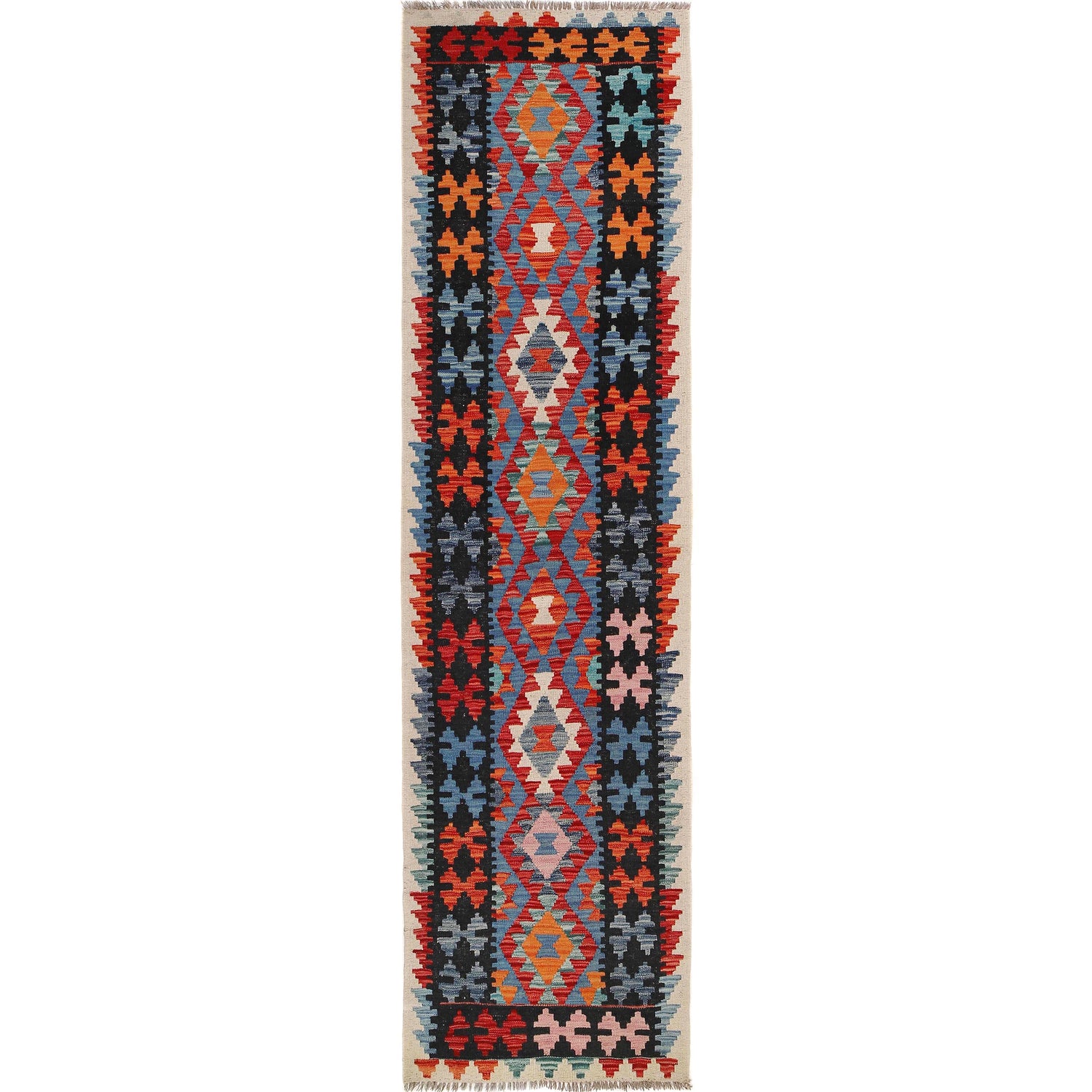 Handmade Afghan Vegetable Kilim Runner 2' 5" x 9' 10" ft / 73 x 300 cm - No. B29715