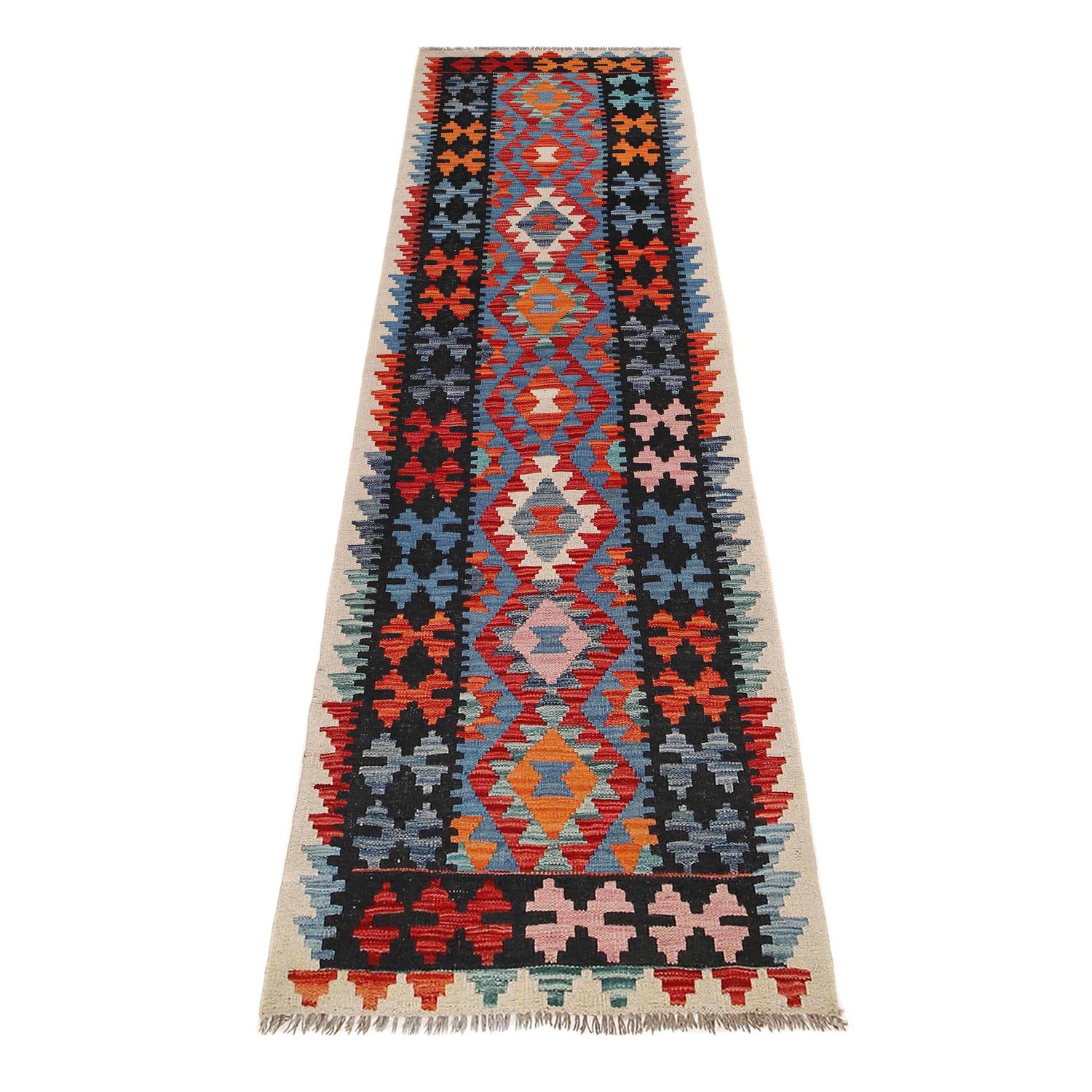 Handmade Afghan Vegetable Kilim Runner 2' 5" x 9' 10" ft / 73 x 300 cm - No. B29715
