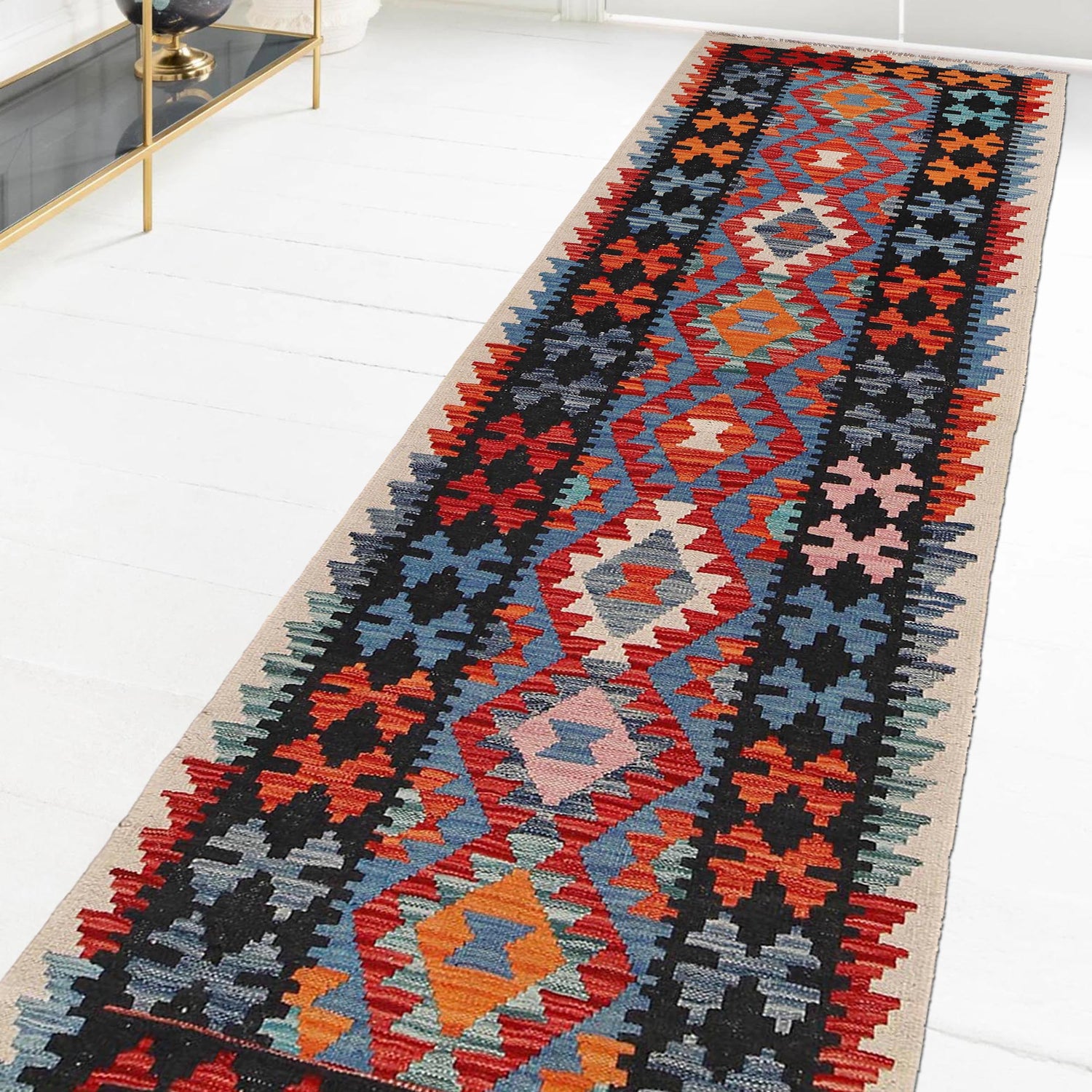 Handmade Afghan Vegetable Kilim Runner 2' 5" x 9' 10" ft / 73 x 300 cm - No. B29715