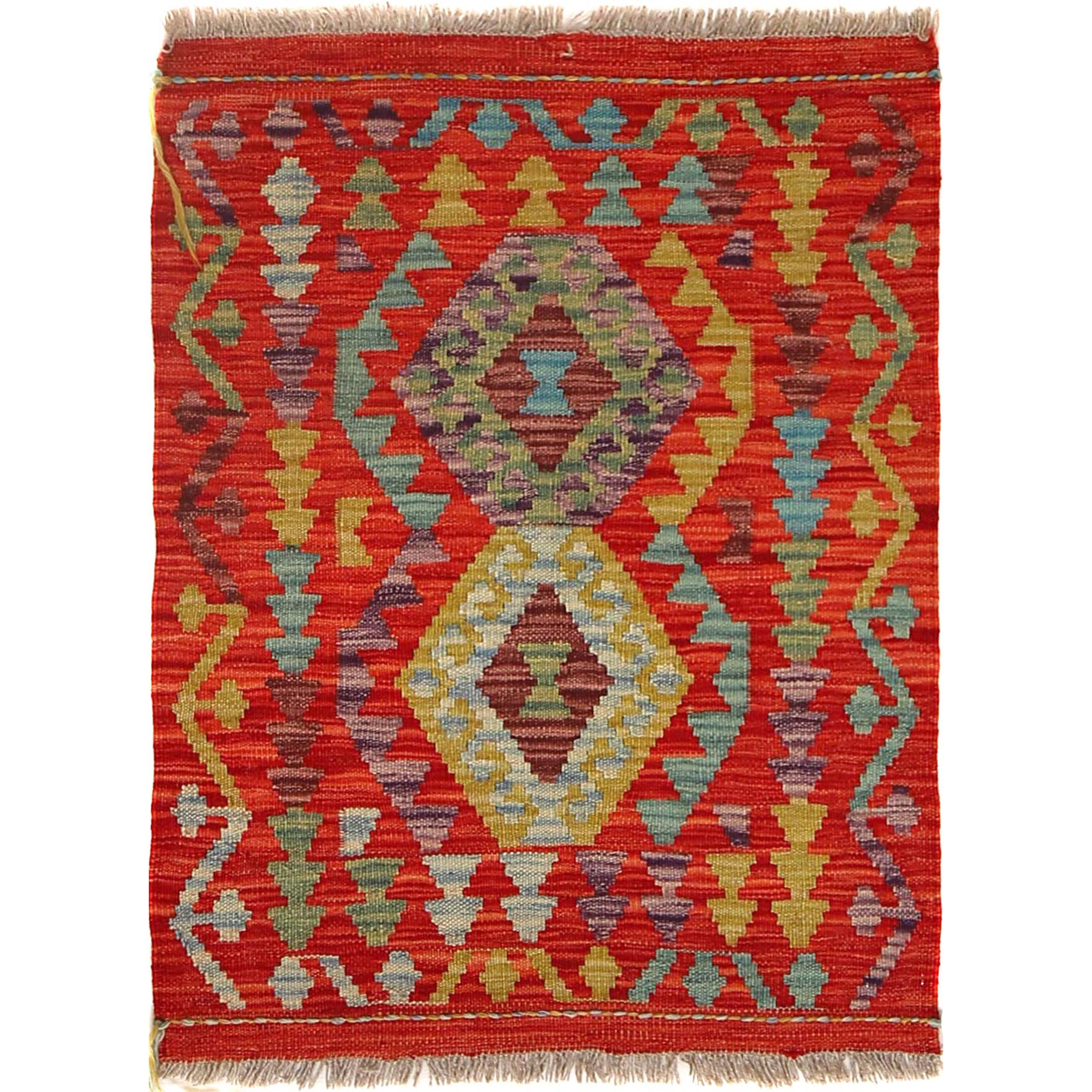 Hand Knotted Afghan Style Kilim 2' 2" x 3' 0" ft / 67 x 91 cm - No. B29787