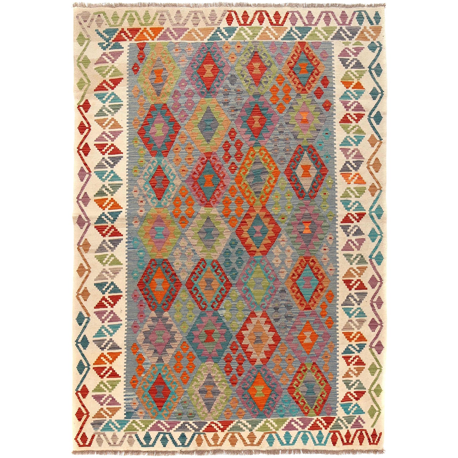 Hand Woven Wool Kelim 5' 9" x 7' 10" ft / 176 x 238 cm - No.  B29989