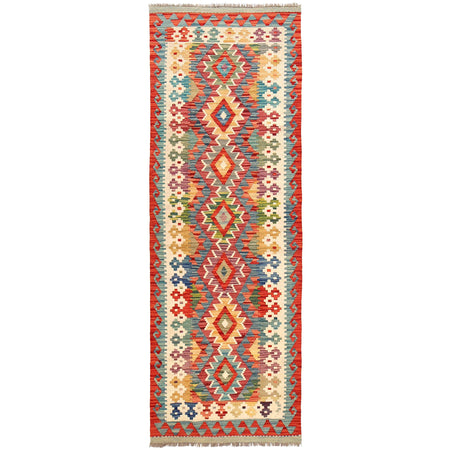 Hand Knotted Flatweave Kilim Runner 2' 8" x 7' 11" ft / 82 x241 cm - No. B30045